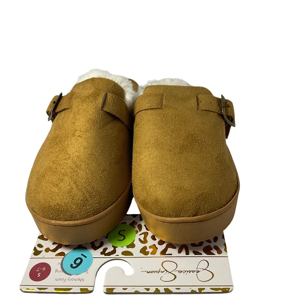 Jessica Simpson Women S Tan Suede Fuzzy‎ Lined Clog Slippers Size 6